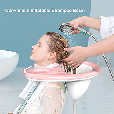 Inflatable raised shampoo basin