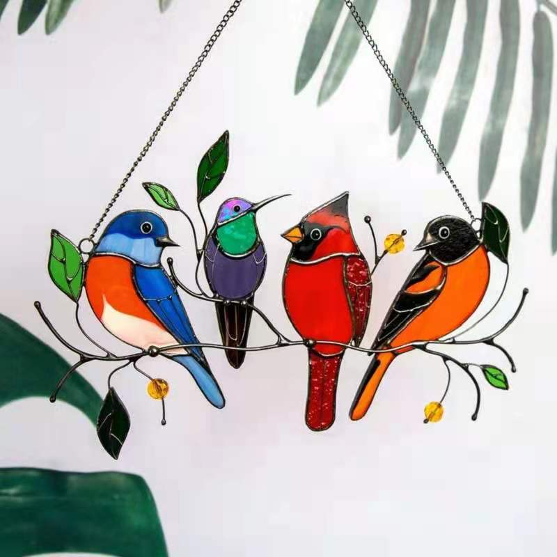 Birds Stained Glass Window Hangings-- Mothers Day Gift