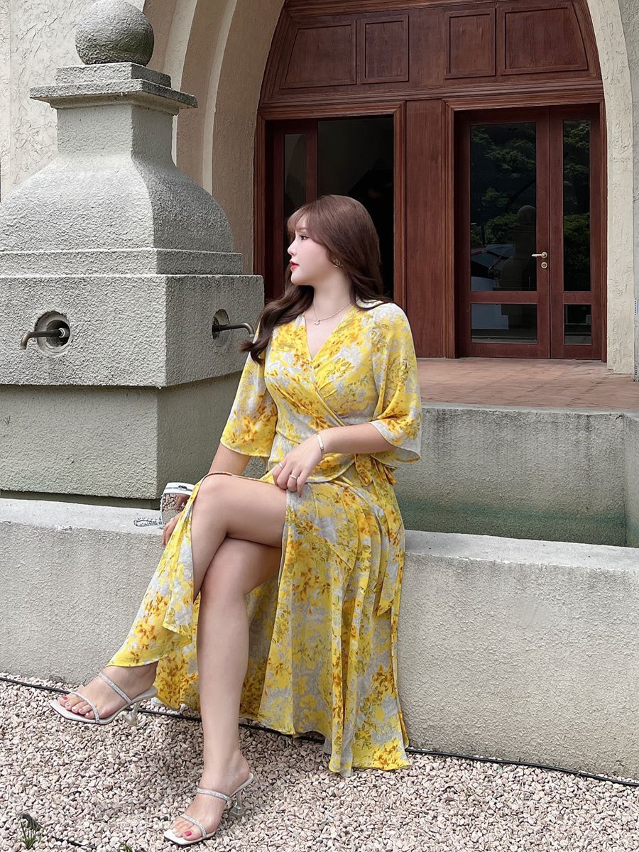 ⏰Limited Time 49% OFF⏰2023 new golden yellow floral dress