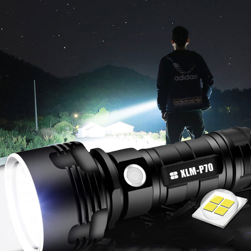 Strong light flashlight led outdoor lighting USB rechargeable camping tactical flashlight