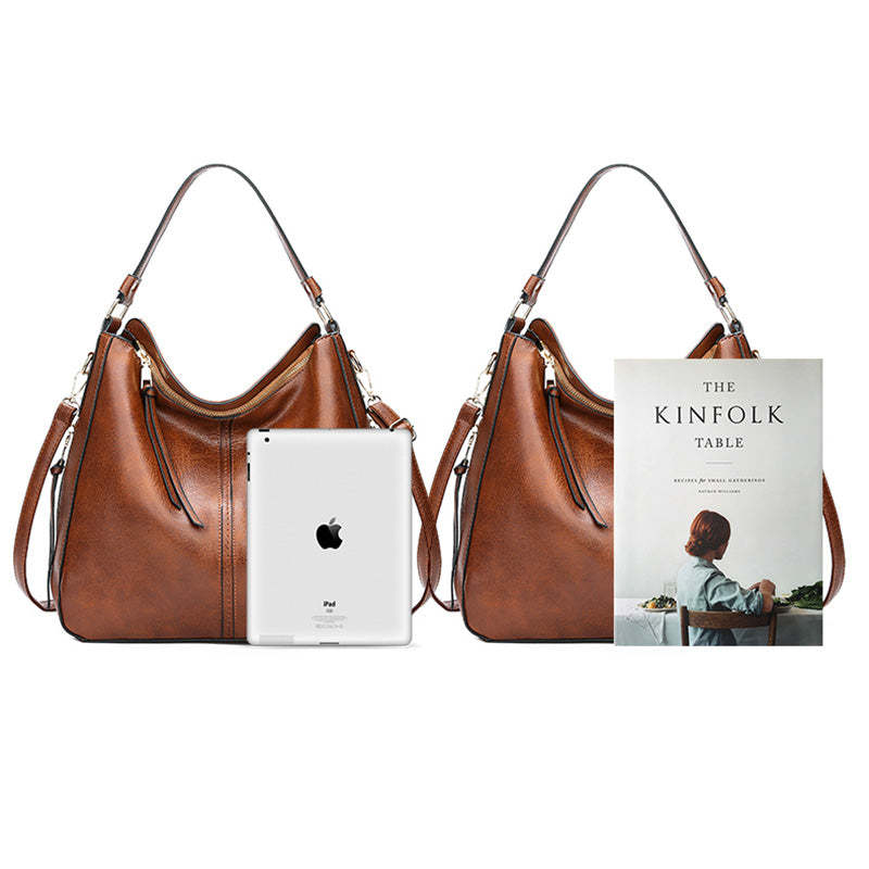 Women's Elegant Soft Leather Handbag Large Capacity Shoulder Bag