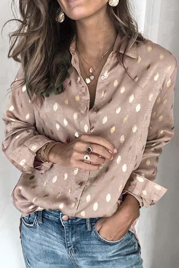 Florcoo Loose Long Sleeve Lapel Top
