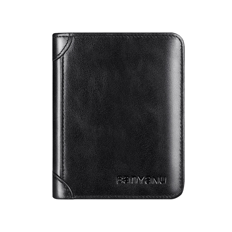 Genuine Leather Rfid Anti-Theft Short High-Capacity Men Wallet