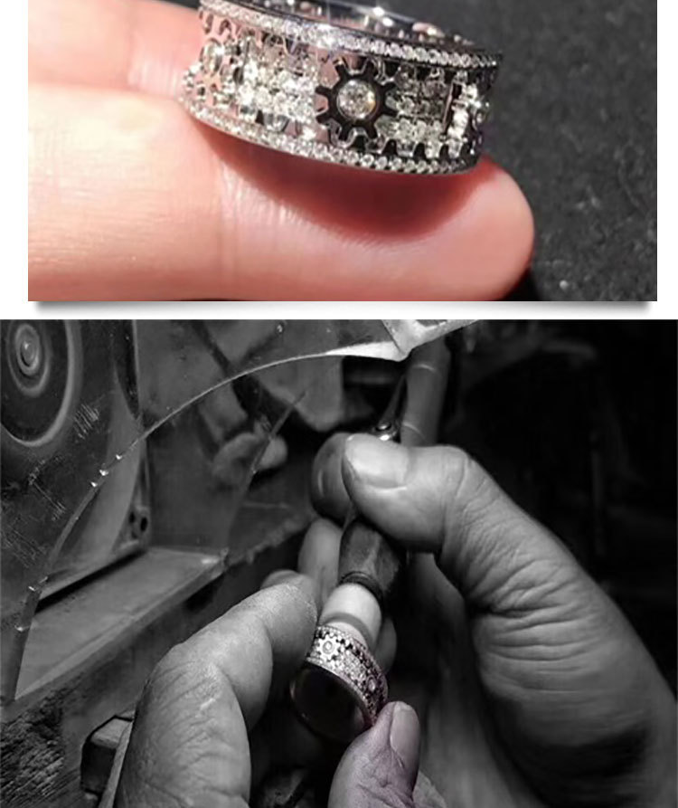 Handmade Diamond Ornate Geometric 3D Band Ring