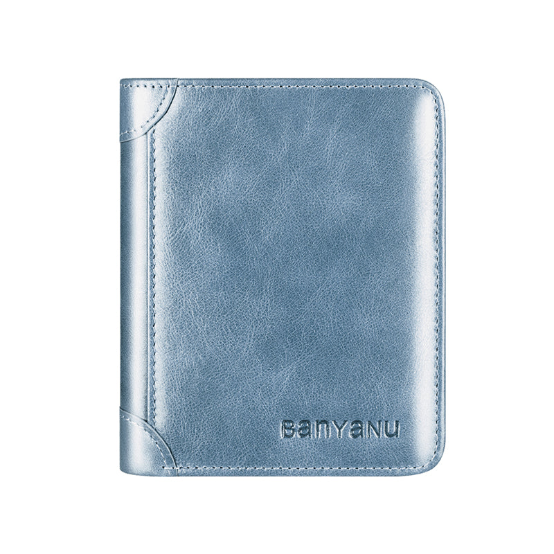 Genuine Leather Rfid Anti-Theft Short High-Capacity Men Wallet