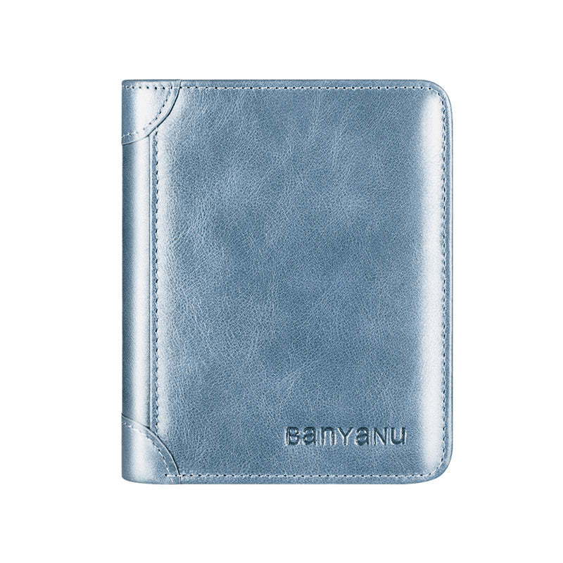 Genuine Leather Rfid Anti-Theft Short High-Capacity Men Wallet