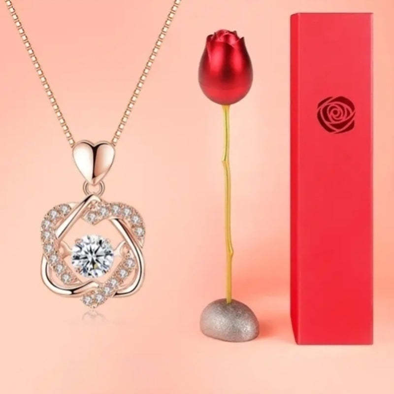 Eternal Rose Heart Necklace Gift Box