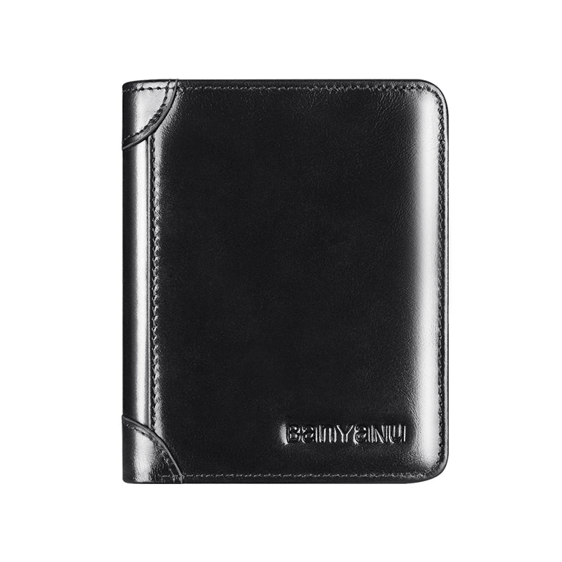 Genuine Leather Rfid Anti-Theft Short High-Capacity Men Wallet