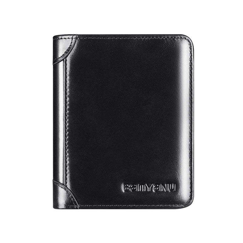 Genuine Leather Rfid Anti-Theft Short High-Capacity Men Wallet