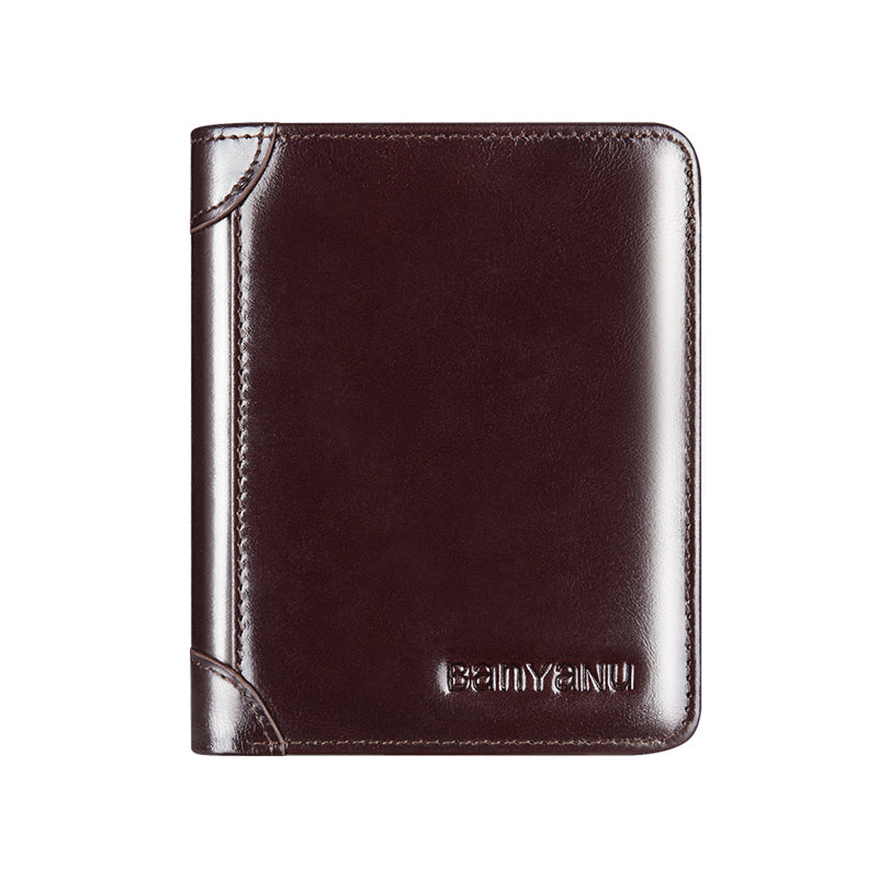 Genuine Leather Rfid Anti-Theft Short High-Capacity Men Wallet