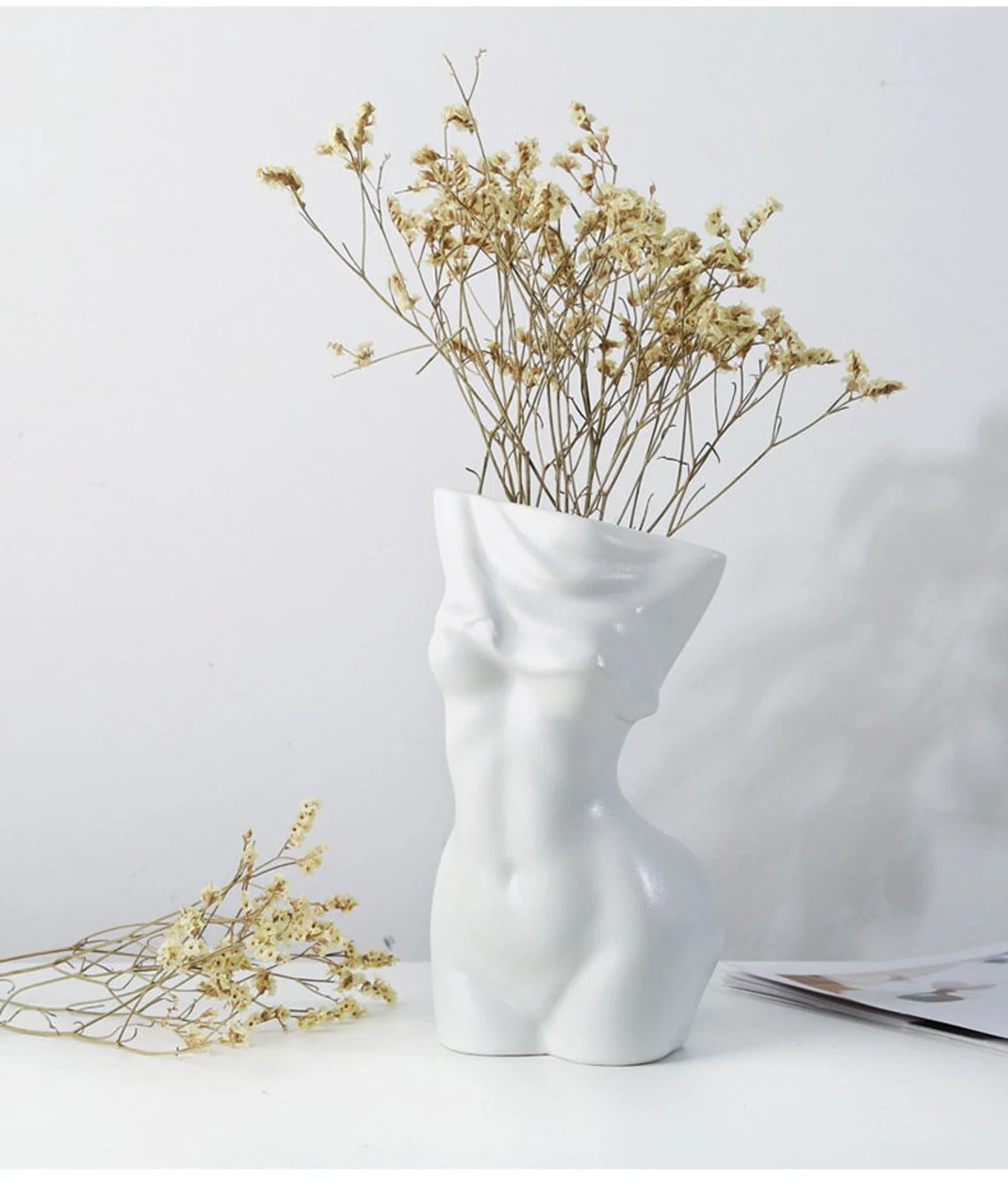 Bohemian style - ceramic abstract female body art vase