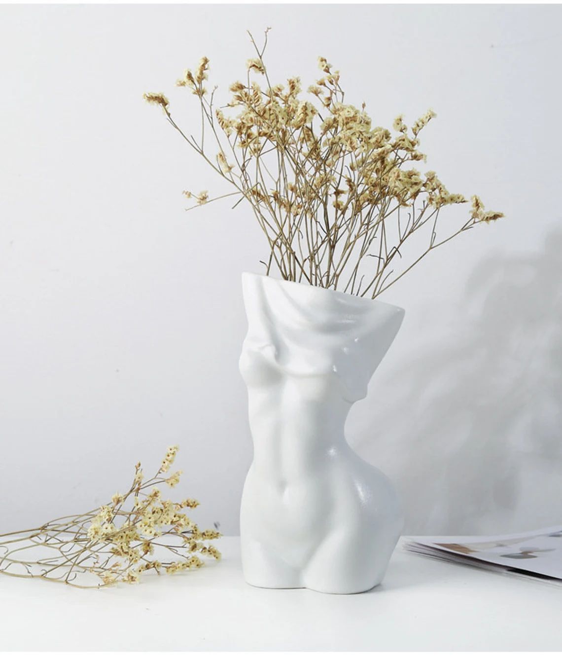 Bohemian style - ceramic abstract female body art vase