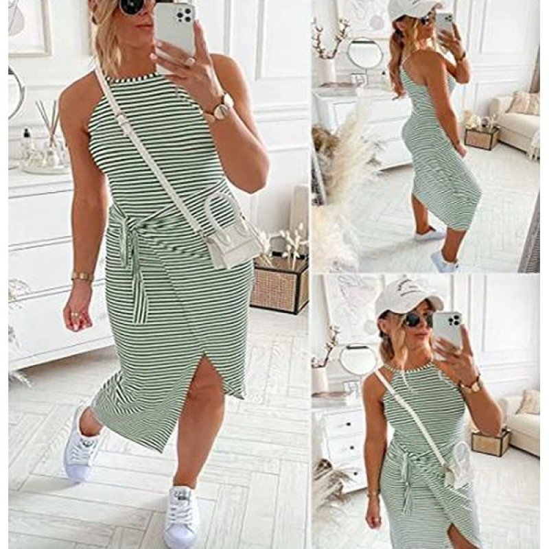 LAST DAY 49% OFF - Casual Sleeveless Striped Midi Dresses
