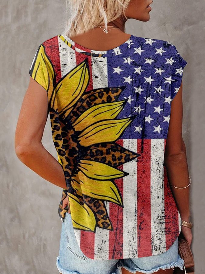 Casual Sunflower Print T-Shirt