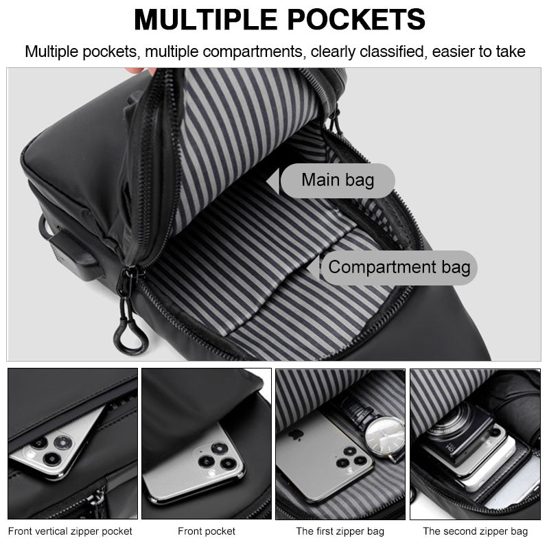 Casual Multifunctional Oxford Cloth Men's Chest Bag