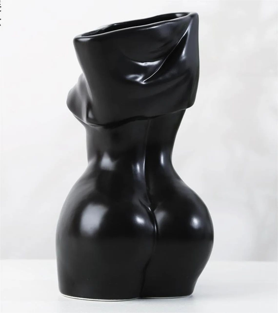 Bohemian style - ceramic abstract female body art vase