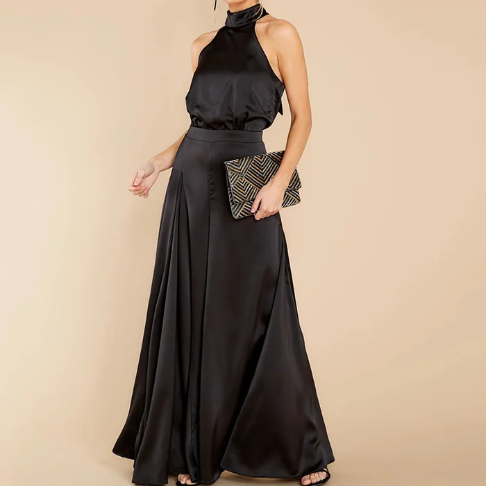 Solid color off-the-shoulder jumpsuit