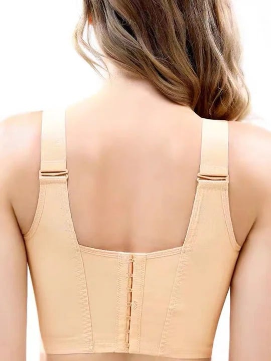 FRONT CLOSURE&amp;WIDE STRAPS LONGLINE WIRELESS GLOSSY CUP PUSH UP BRA