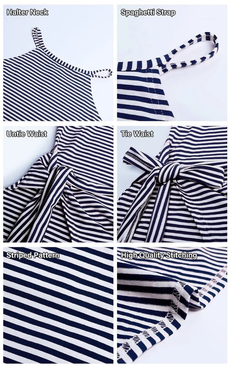 LAST DAY 49% OFF - Casual Sleeveless Striped Midi Dresses