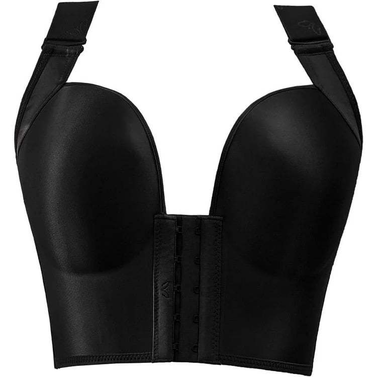 FRONT CLOSURE&amp;WIDE STRAPS LONGLINE WIRELESS GLOSSY CUP PUSH UP BRA