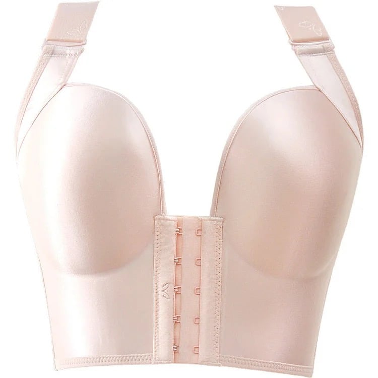 FRONT CLOSURE&amp;WIDE STRAPS LONGLINE WIRELESS GLOSSY CUP PUSH UP BRA
