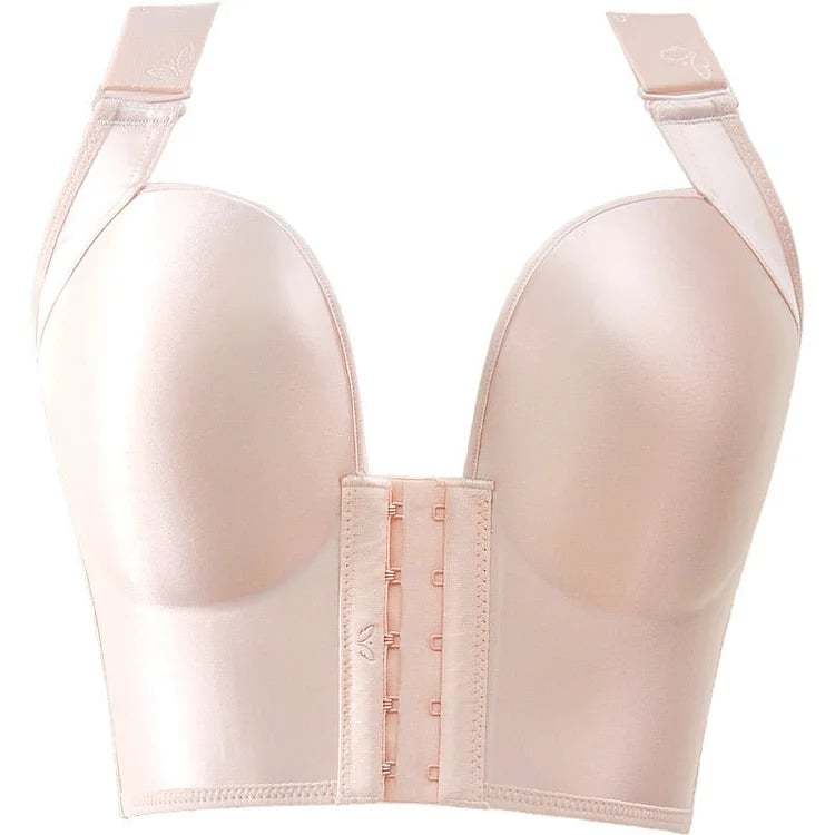 FRONT CLOSURE&amp;WIDE STRAPS LONGLINE WIRELESS GLOSSY CUP PUSH UP BRA