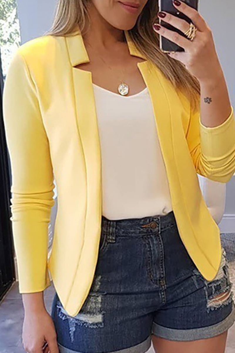 Fashion Solid Split Joint Outerwear(6 Colors)