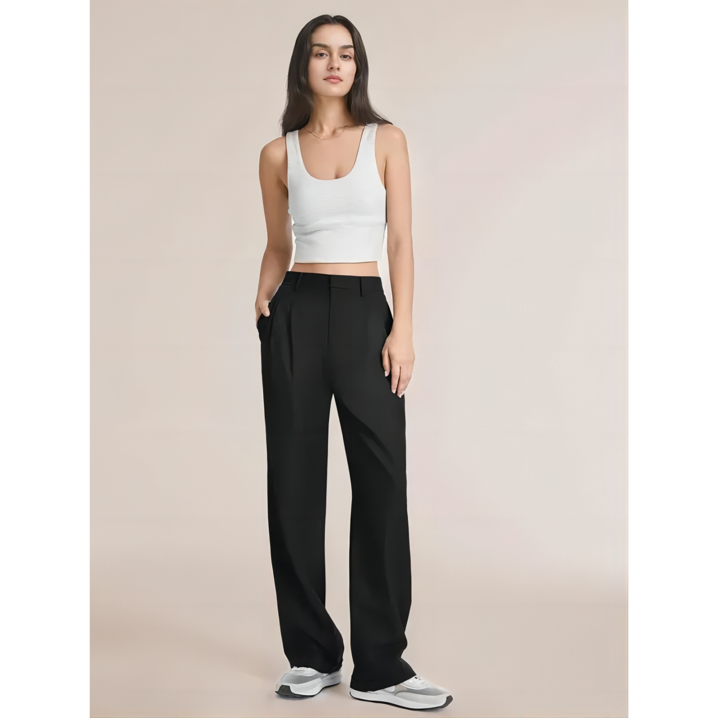 High waisted pleated pants