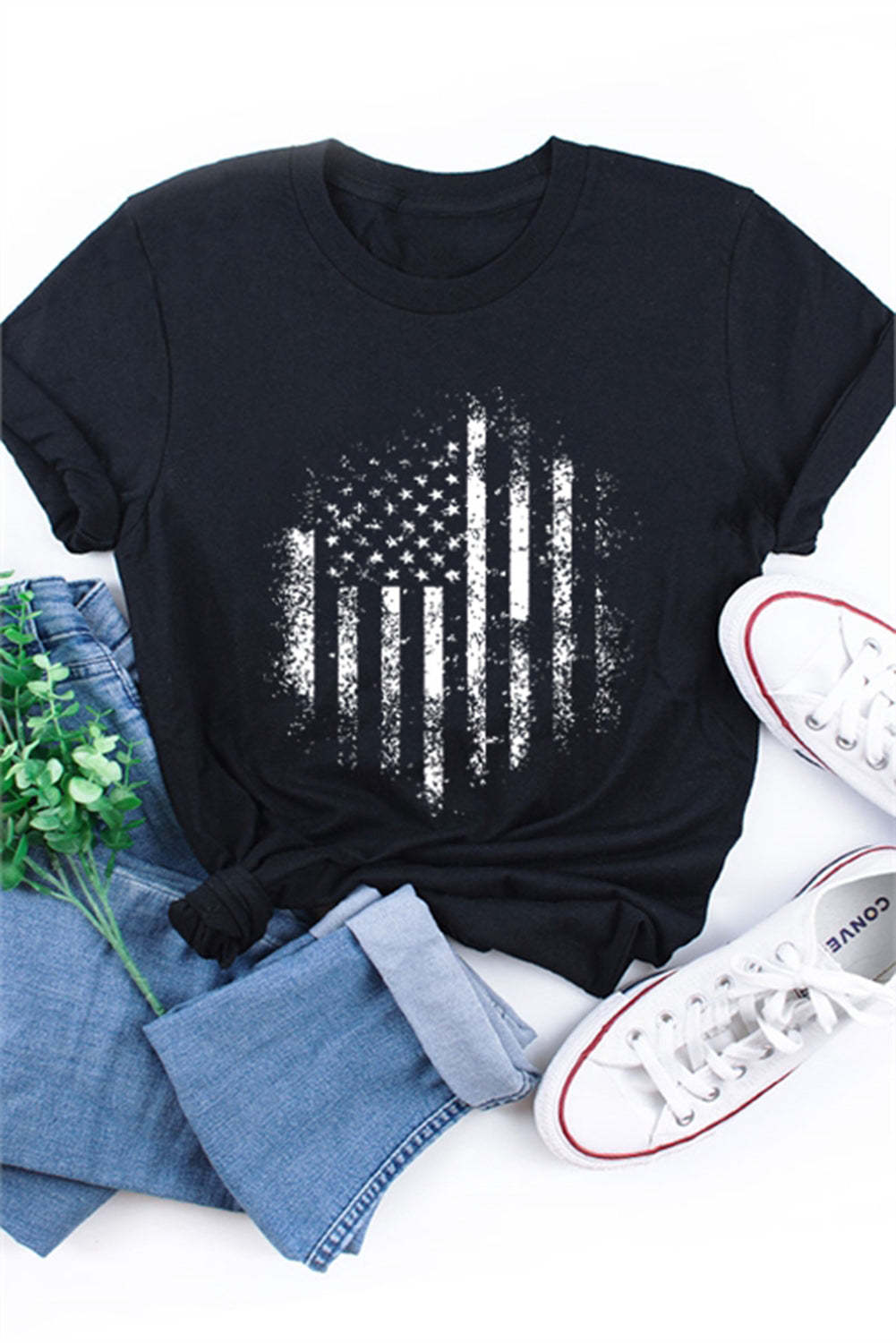 Vintage Bleached USA Flag T Shirt