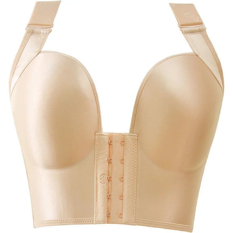 FRONT CLOSURE&amp;WIDE STRAPS LONGLINE WIRELESS GLOSSY CUP PUSH UP BRA