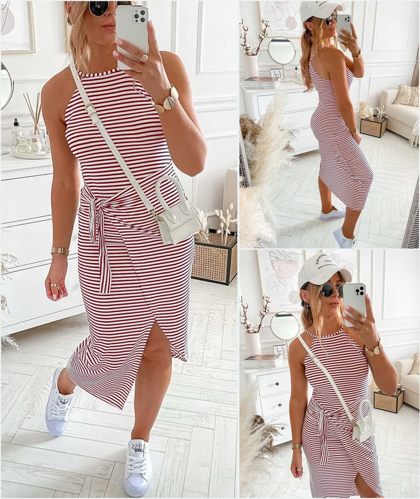 LAST DAY 49% OFF - Casual Sleeveless Striped Midi Dresses