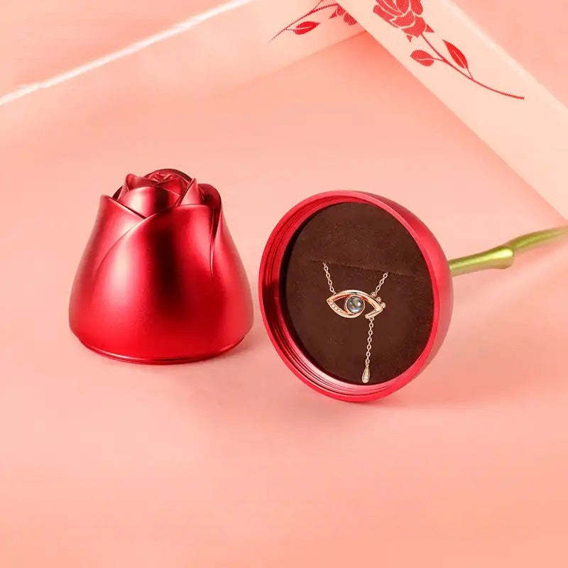 Eternal Rose Heart Necklace Gift Box