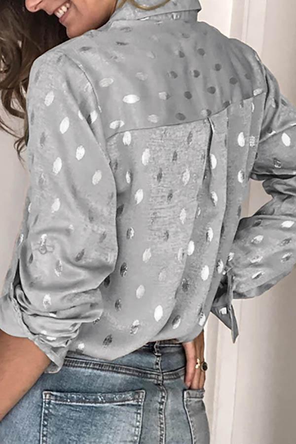 Florcoo Loose Long Sleeve Lapel Top