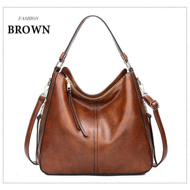 Women's Elegant Soft Leather Handbag Large Capacity Shoulder Bag