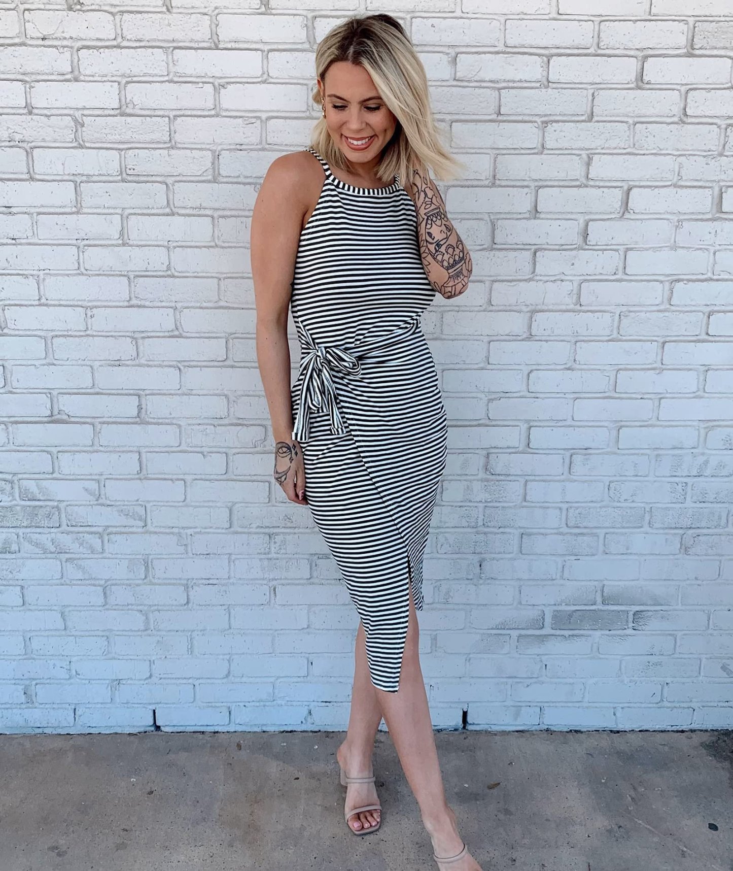 LAST DAY 49% OFF - Casual Sleeveless Striped Midi Dresses