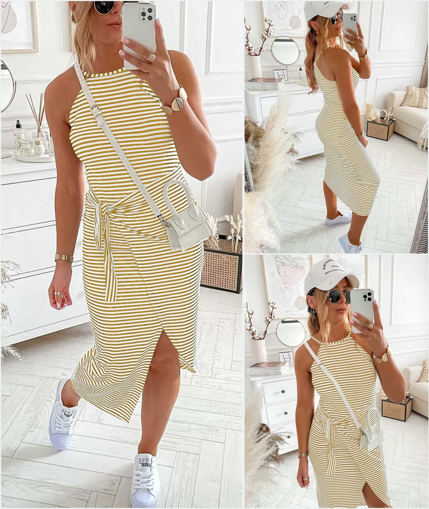 LAST DAY 49% OFF - Casual Sleeveless Striped Midi Dresses
