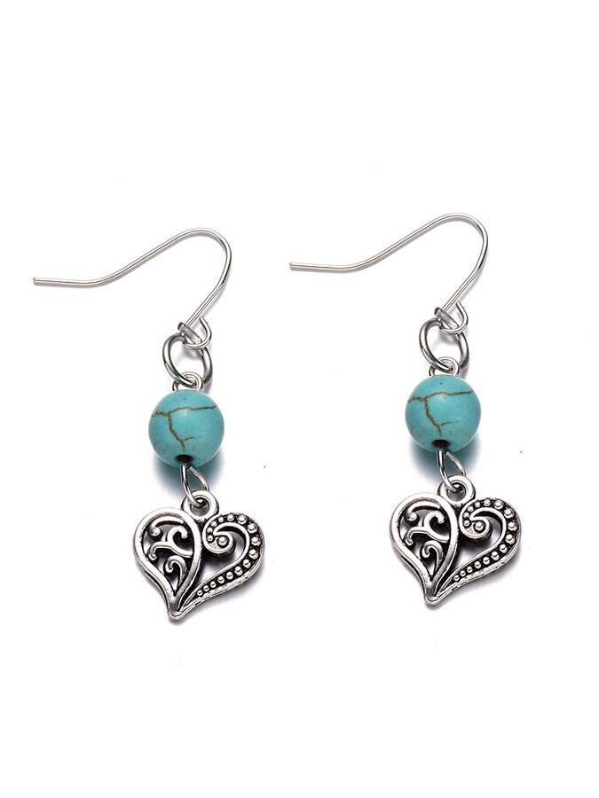 Vintage Alloy Turquoise Love Earrings