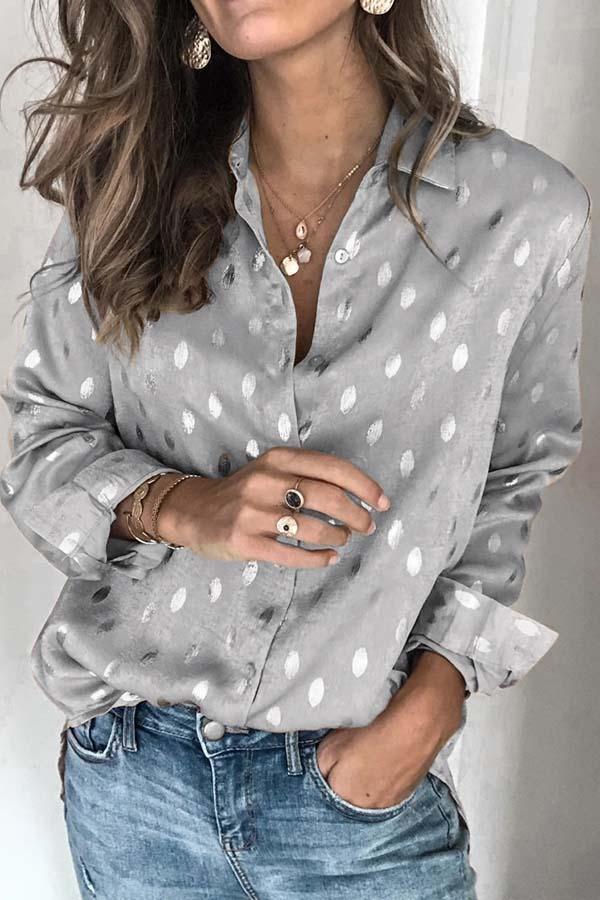 Florcoo Loose Long Sleeve Lapel Top