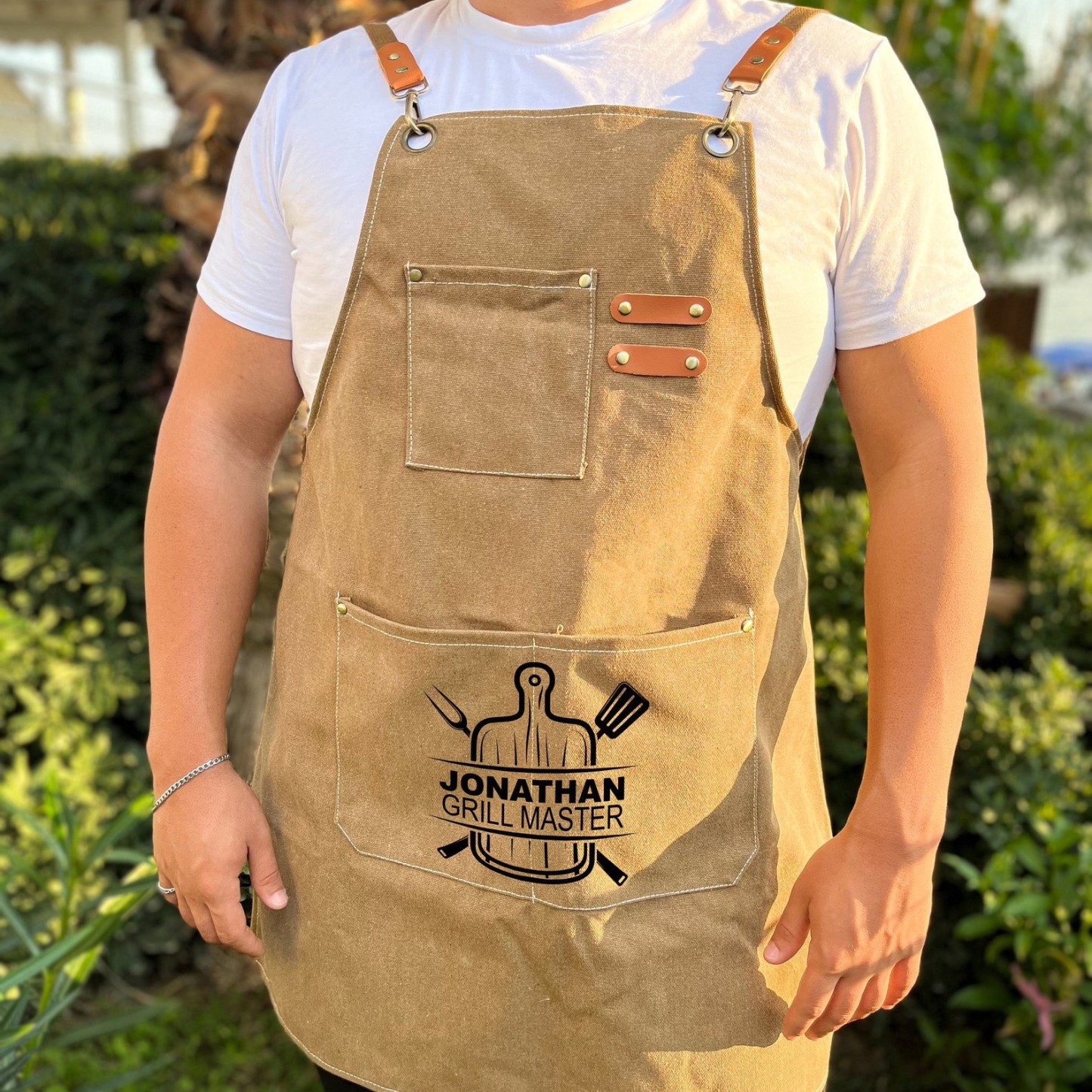 Personalized Name on Canvas Apron with Pockets for Unisex Adult | Apro