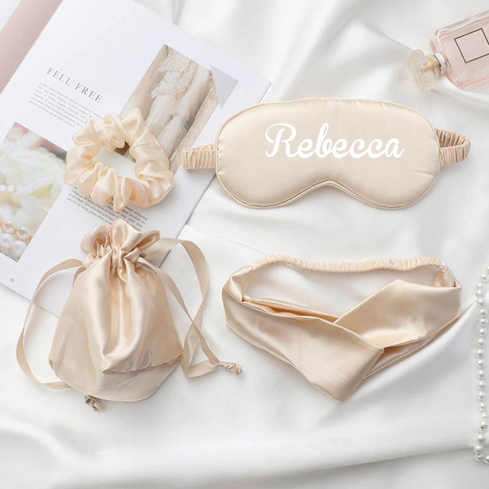 Personalized Name Satin Eye Mask Set for Comfort & Unique | CWMask01