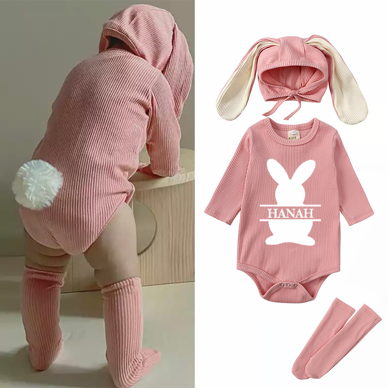 Personalized Easter Bunny Outfit 3 Piece Set for Babies and Toddlers | CWBaby05