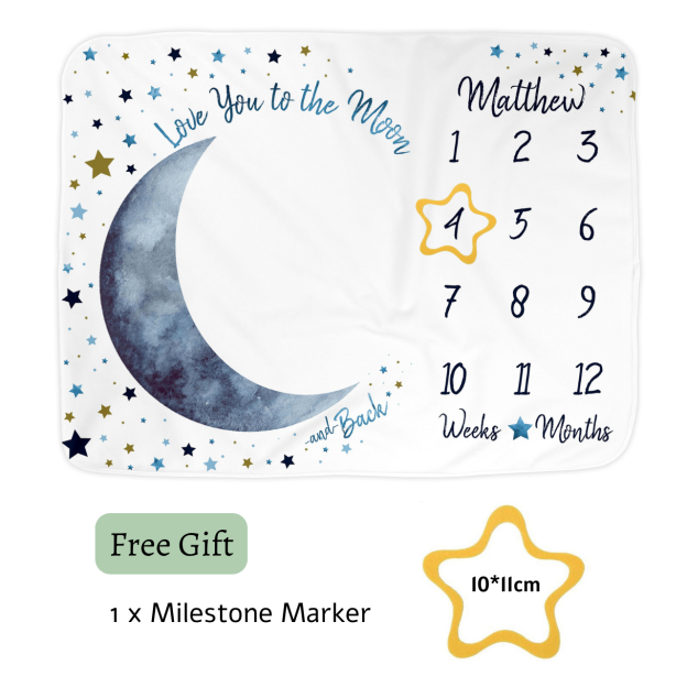 Personalized Baby Milestone Blanket for Comfort & Unique | BKMS008