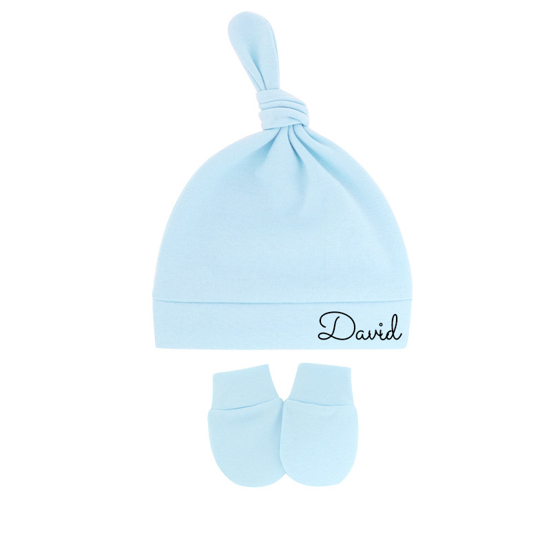 Personalized Newborn Baby Knot Hat Set | CWBaby14