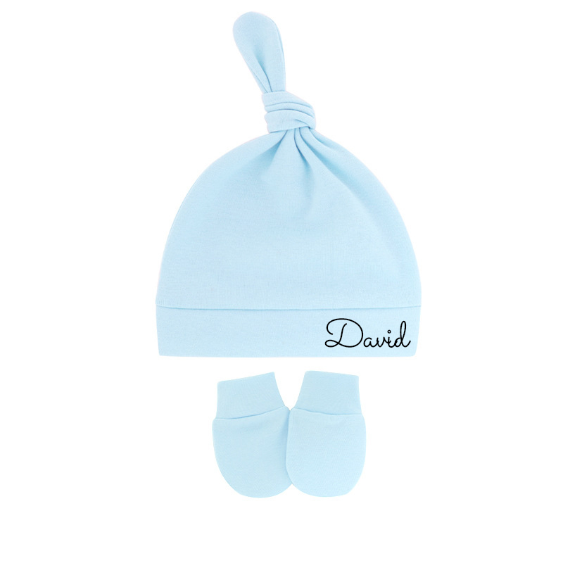 Personalized Newborn Baby Knot Hat Set | CWBaby14