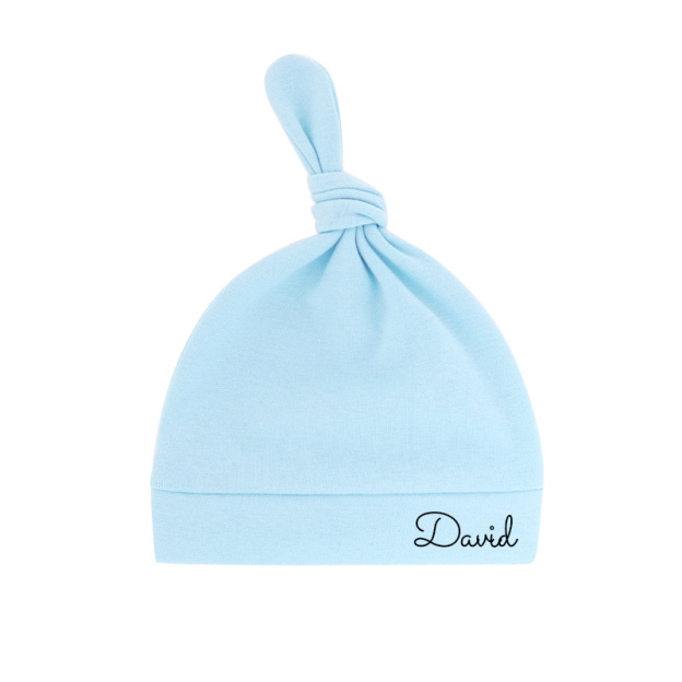 Personalized Newborn Baby Knot Hat Set | CWBaby14