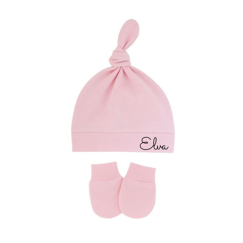 Personalized Newborn Baby Knot Hat Set | CWBaby14