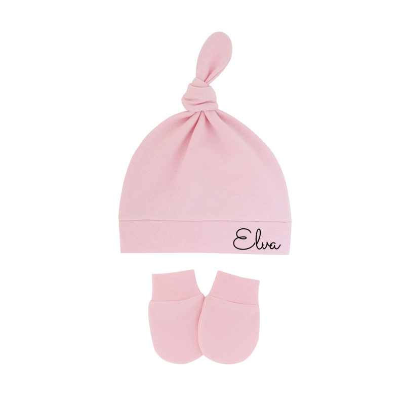 Personalized Newborn Baby Knot Hat Set | CWBaby14