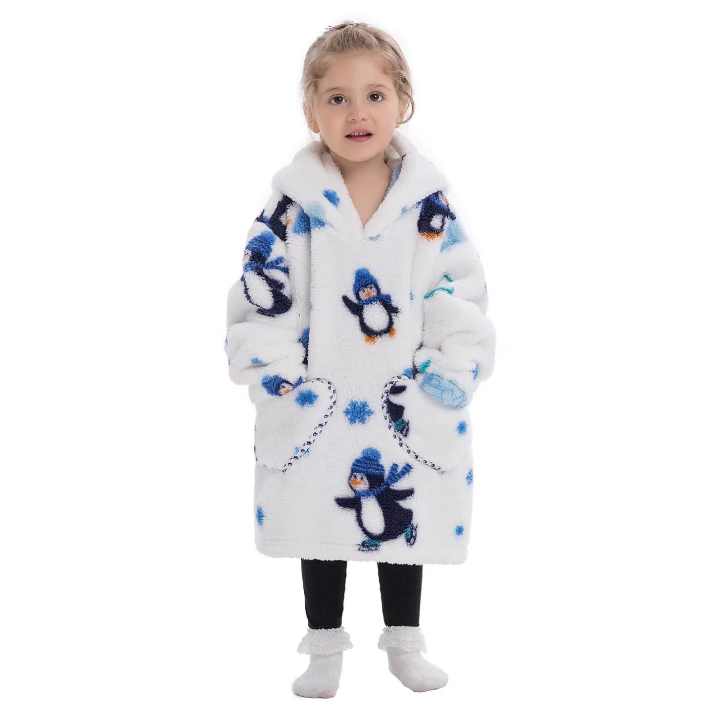 Personalized Embroidery Wearable Blanket Hoodie with Pockets for Toddler | BHKid01