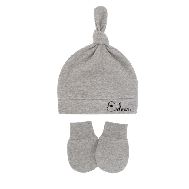 Personalized Newborn Baby Knot Hat Set | CWBaby14