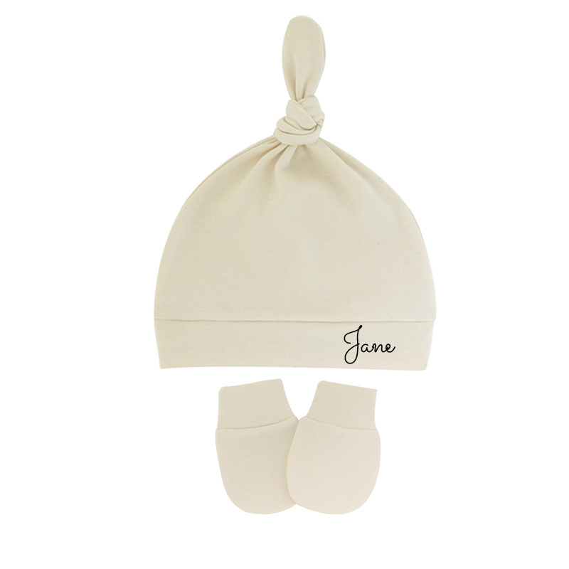Personalized Newborn Baby Knot Hat Set | CWBaby14